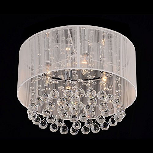 Jojospring Flushmount 4-Light Chrome And White Crystal Chandelier #TOP7