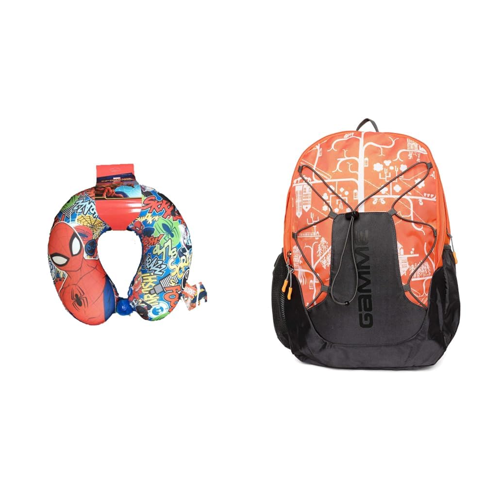 Canvas Multicolour Spiderman Character Neck U Type Pillow Cushion + QUBITO 41 Ltrs, Backback for Boys, Backpack with Rain Cover, Backpack, Backpacks for Men-image-34