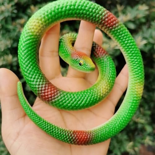 Tokaneit 2 Stück Fake Schlange Spielzeug, Kunststoff Schlangen, Gummi Simulation Schlange, Gummi Gefälschte Schlangen, Verschiedene Bunte Gefälschte Schlange, Garten Props Witz-Streich-Geschen