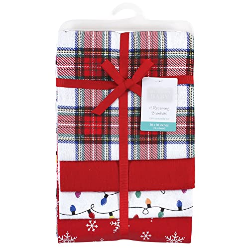 Image of Hudson Baby Unisex Baby Cotton Flannel Receiving Blankets, White Tartan, One Size