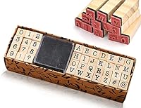 ZoeTekway 40 Stück Buchstaben Stempel Set, Alphabet Holzstempel Buchstaben, Zahlen und Symbole, mit Stempelkissen, für Scrapbooking Kunst Handwerk Kartenherstellung (Drucker-Schriften)