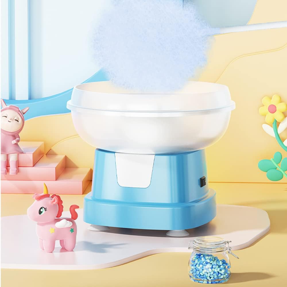 Cotton Candy Machine for Kids, Electric Cotton Candy Maker with Large Food Grade Splash-Proof Plate, Kids Favorite, for Home Birthday Family Party Gift, (Blue) Cotton Candy Machine Blue