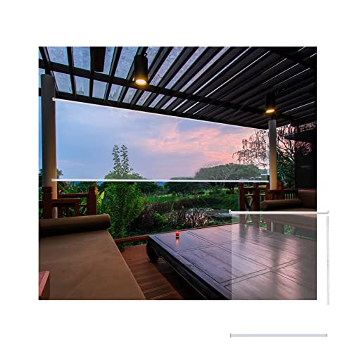Persianas Enrollables PVC Transparentes Impermeables,Persianas Enrollables De Plástic,Persianas Impermeables Para Exteriores, Persianas Resistentes Al Viento,Para Oficina,140x250cm/55.1x98.4in Cover