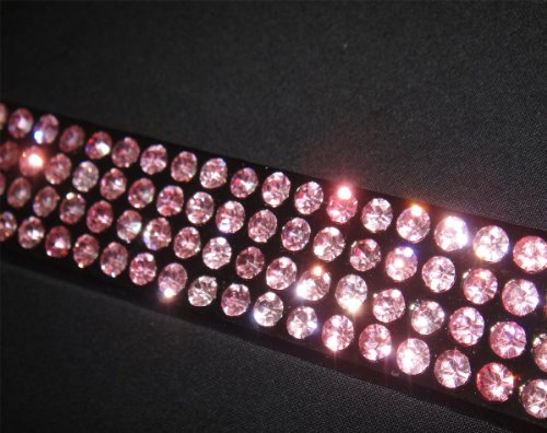 Premium 6 Rows Pink(A-Screw Cap)-Pb Real Crystal Rhinestone Embedded-Metal Black/Smoke License Plate Frame #TOP1