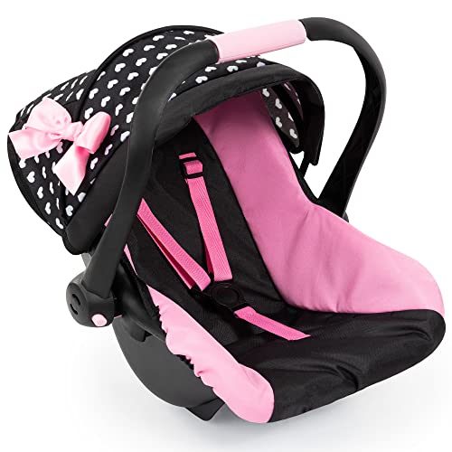 Bayer Design Dolls: Deluxe Car Seat: Hearts Black & Pink - Pretend Play Accessory for Dolls/Plushes Up to 18', Ages 3+, Large