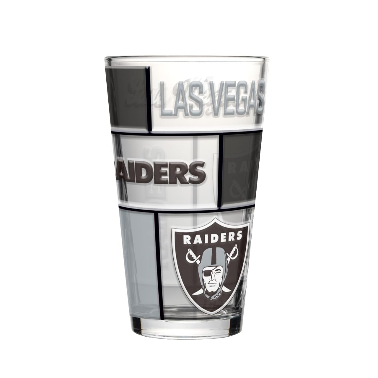 16oz Quilted Stained Pint Glass with Las Vegas Raiders 3D Embossed Design by Logo Brands