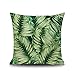 Lieson Housse de Coussin Decoratif 50x50, Coussin Canape Decoration Vert Coussin de Canapé Motif Feuilles, Lin