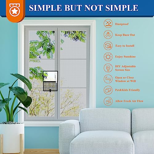 Magzo Window Screen Replacement Kit, Strong Adhesive "Small Window" Open Or Close Window At Will, 48"W X 99"L Reinforced Polyester Scratch-Proof Window Screen Replacement, Spline 32Ft And Tool Knife #TOP3