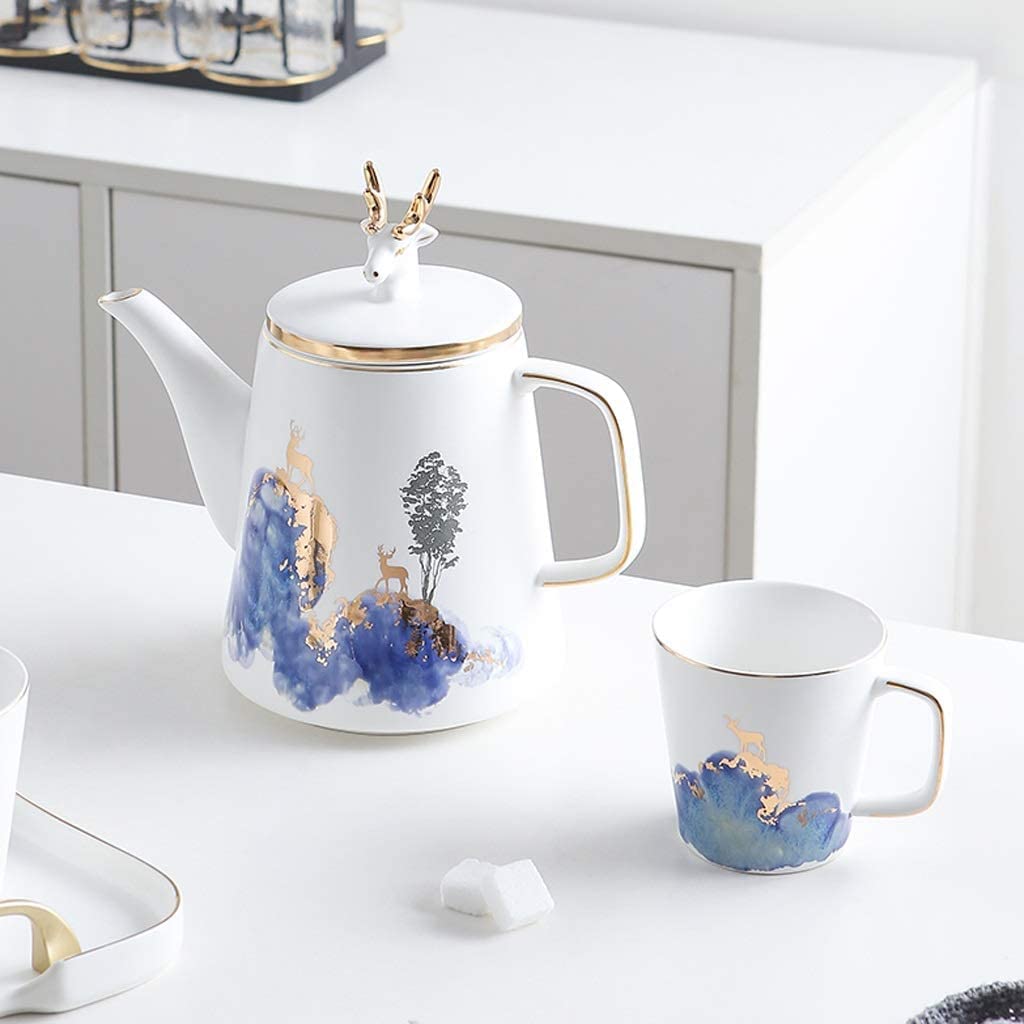 Nowoczesny Klasyczny Czajniczek Premium, Trwały, Glazurowany Ceramiczny Czajnik Do Herbaty, Wbudowany Filtr, Mały Otwór, Tacka, Zestaw Filiżanek Do Kawy Do Dom,Type-c