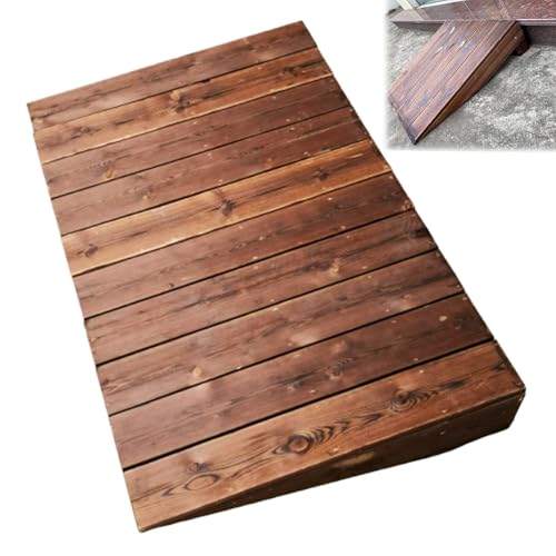 WROASLTOUX Wooden Threshold Ramps for Doorways Rise Porch Wheelchair Ramps Non Slip Portable Home Entry Ramps Barrier-Free Triangular Mat Step Threshold Indoor and Outdoor,39.3 * 23.6 * 11.8in