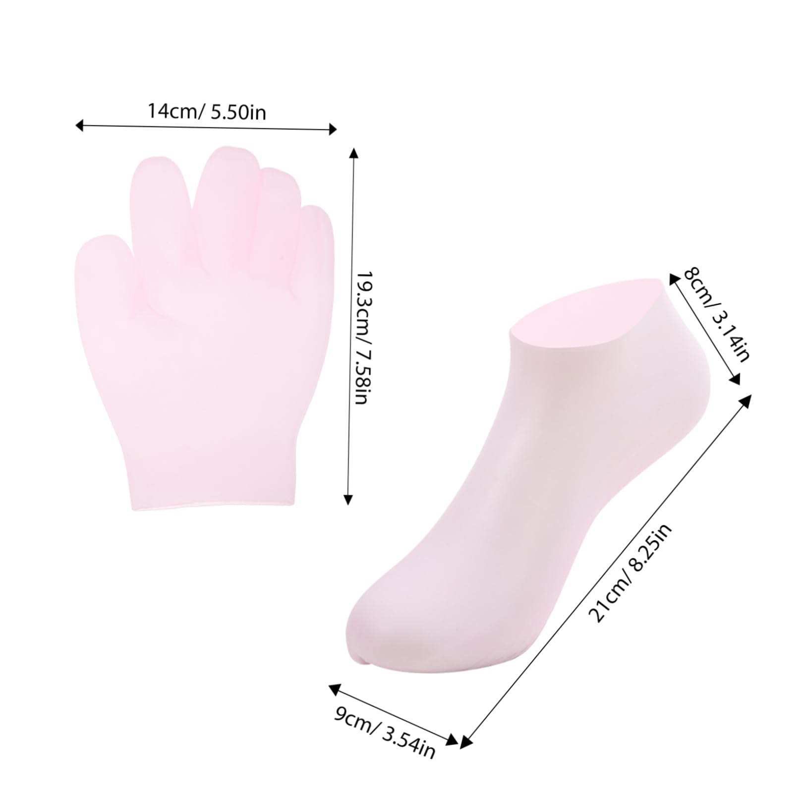 BIUDECO 2 Pairs Moisturizing Gel Booties Gloves Set for Softening Repairing Dry Cracked Hands Feet Portable Reusable Skin Care for Women Pink