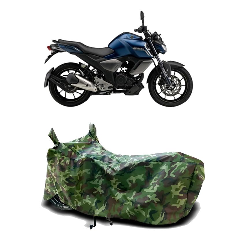 Image of DUFFEL-100% Heat Protection Two Wheeler Bike /Scooty Body Cover for Yamaha FZ S FI New BS6 Water Resistance /UV-Rays /Birds Dropping /Scratchproof /Dust Proof /Waterproof[Green Jungle Print]