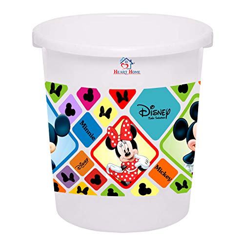 Image of Heart Home Disney Mickey Minnie Print Plastic 3 Pieces Dustbin /Garbage Bin /Waste Bin, 5 Liters (White) -HS 35 HEARTHS17784