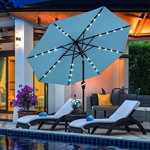 Abccanopy 11 FT LED UMBRELLA TURQUOISE Durable Solar Led Patio Umbrellas With 32Led Lights 11Ft  thumb #6