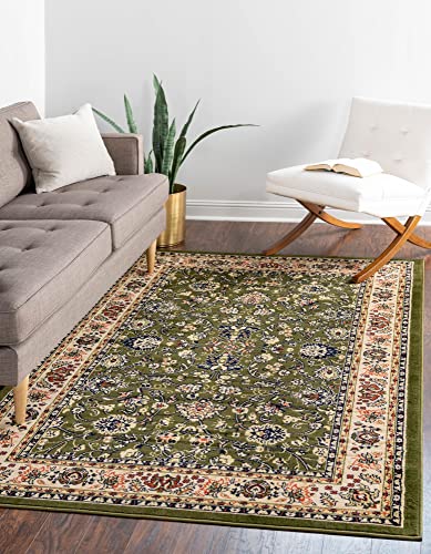 Unique Loom Sialk Hill Collection Area Rug - Washington (7' 1" x 10' Rectangle Green/Hunter Green)