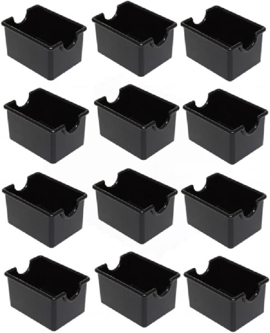 Set of 12 Sugar Packet Holder Plastic Black Color -Sugar Caddy Holder for Sweetener Packets Organizer Caddy for Coffee Bar Tea Bag Organizer for Table Restaurant Hotel