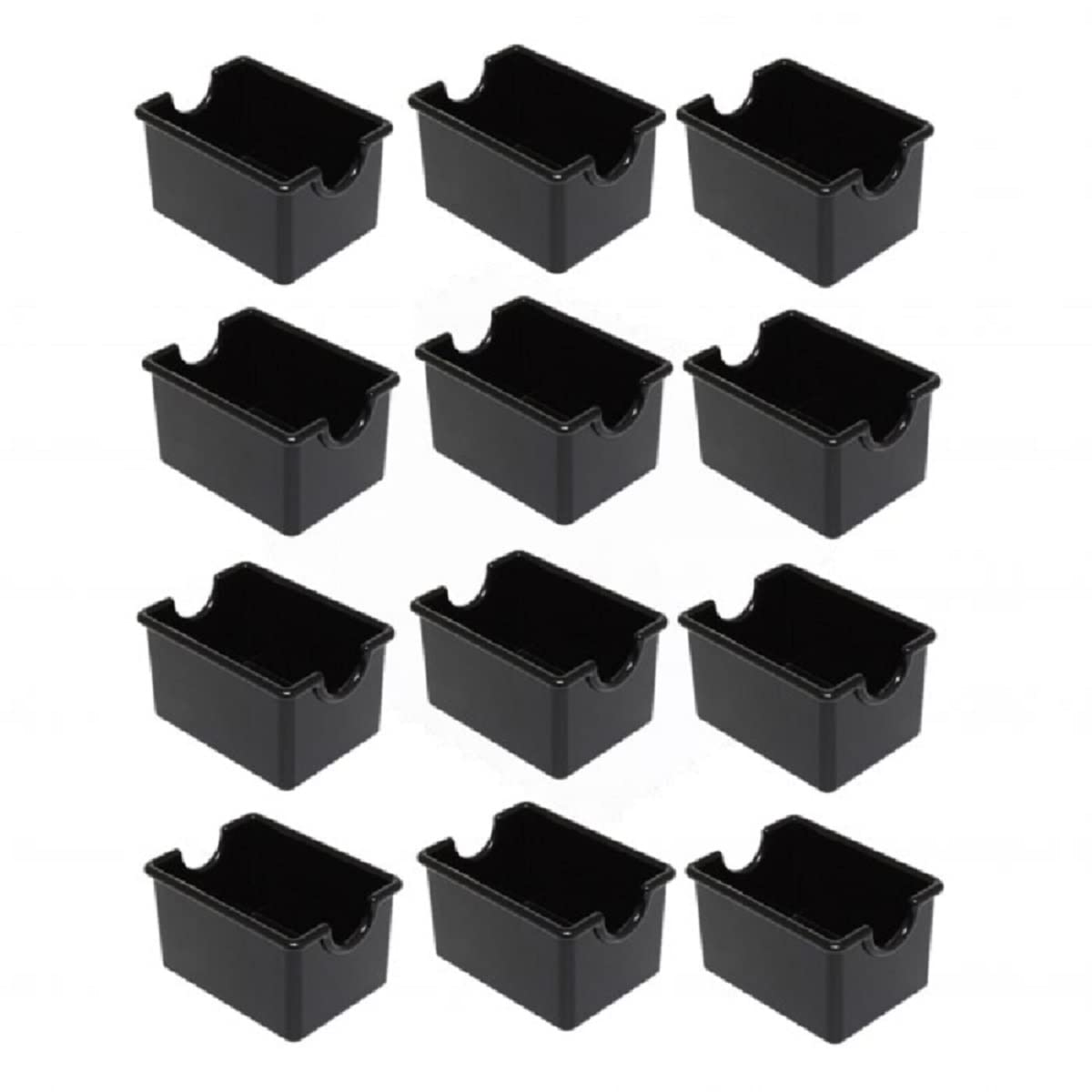 TrueCraftware-Set of 12 Sugar Packet Holder Plastic Black Color -Sugar Caddy Holder for Sweetener Packets Organizer Caddy for Coffee Bar Tea Bag Organizer for Table Restaurant Hotel