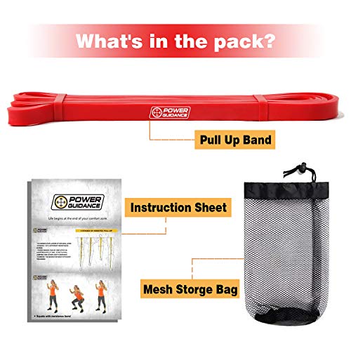 Power Guidance Pull Up Assist Bands - Stretch Resistance Band - Mobility Band - Powerlifting Bands - By Perfect For Body Stretching, Powerlifting, Resistance Training (Red) #TOP3