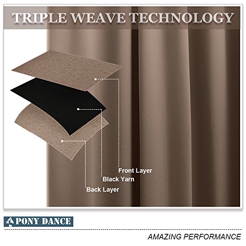 Image of PONY DANCE Blackout Curtains Mocha - Thermal Insulated All Seasons Grommet Top Curtain Drapes Heavy-Duty Window Draperies Light Blocking Noise Reducing for Bedroom, 42 by 54 inches, Mocha, 2 PCs