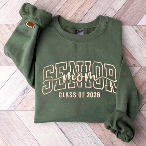 Chillever Custom Sports Senior Mom 2026 Embroidered Sweatshirt, Personalized Senior Mama Class 2026, Gifts for Sports Mom2