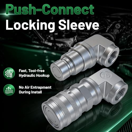 Image of Flat Face 90Skid Steer Hydraulic Quick Coupler,1 /2 inchNPT x 1 /2 inchBody Male