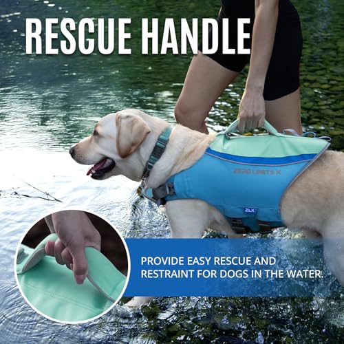 ZLX Hundeschwimmweste – Leichte Schwimmweste Hund aus Ripstop für Kleine, Mittlere & Große Hunde, Rettungsweste Hund mit Griff, Verstellbare Schwimmhilfe für Wasser, Strand & Boot