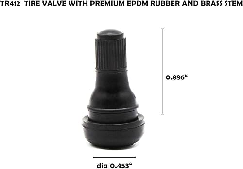 Miniatura 4 de TR412 - Vástago de válvula de neumático de goma a presión para orificios de llanta sin cámara de 0.453 pulgadas y 0.453 in en neumáticos estándar de