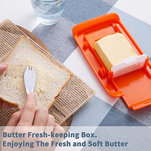 Mantequillera rectangular para evitar bloques duros con tapa protectora y corte fácil 8