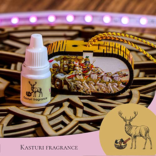 Image of Car Air Freshener Auto Perfume Car Decor Accessory Wood Scent Essential Oil Aroma pendant for Car Mirror Hanging Car Interior Diffusers Exclusive gifts (1 pcs, KASTURI-FRAGRANCE)
