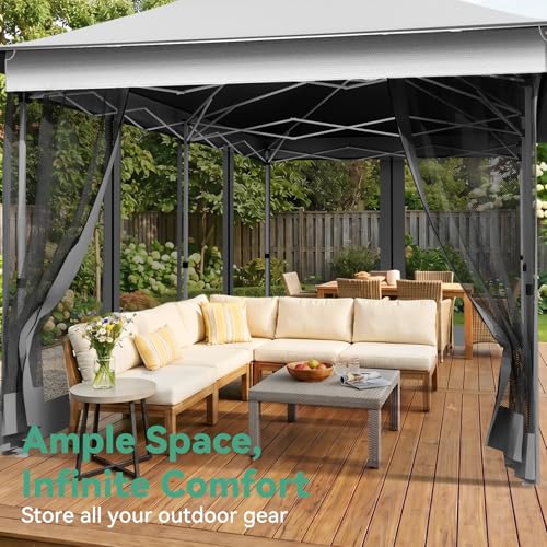 Image of COBIZI 12x20 Pop up Canopy Tent - Gazebo, Party Tents for Parties, Carpas para Fiestas, Large Outdoor Popup Patio Screened Gazebos, Shelter Tents with Net for Backyard, Commercial,Light Grey
