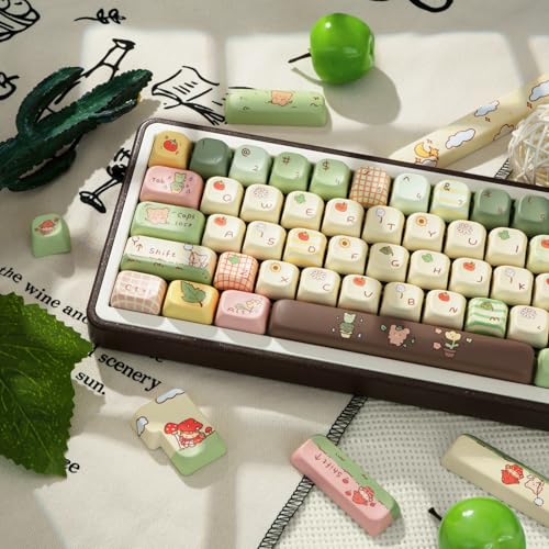Image of PBT Keycaps Bear Forest Green Cute 149 Keys Key Cap for Cherry MX