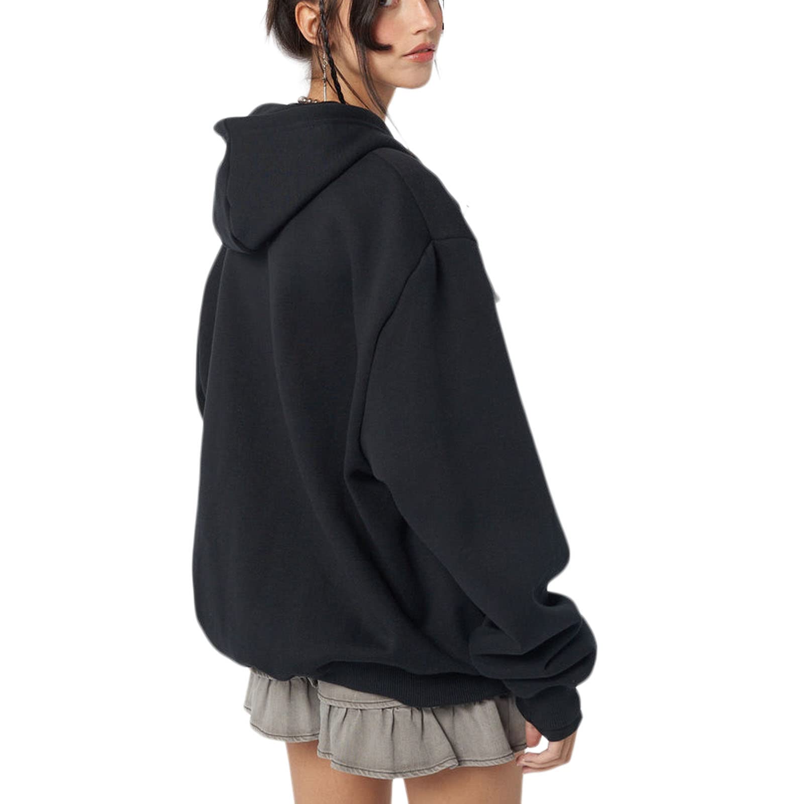 FeMereina Fairy Grunge Clothes Alt Emo Clothing Y2k Kapuzenpullover mit Reißverschluss übergroßes Kapuzen-Sweatshirt Harajuku Ästhetische Jacke