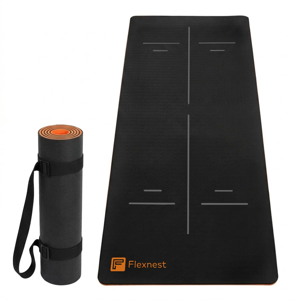 Flexnest Extra Thick TPE Material Yoga Mat for Men and Women, Thick Exercise Mat for Workout Yoga Fitness & High-Density Anti Tear Non-Slip, 6mm, Pack of 1, (Black and Orange)-image-48