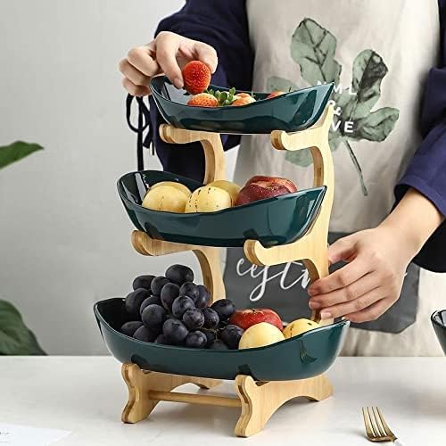 Image of Fruit Stand 3 Tier Fruite Bowl with Plastic Stand, Snack Candy Plata Fruit Basket Vegetable Sweets Shelves Fruit Basket Storage, Snack Candy Plata Fruit Plata Living Room Decoration