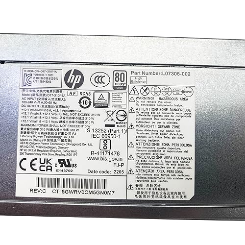 Fuente de alimentación 310W compatible con HP ProDesk SFF miniatura 2