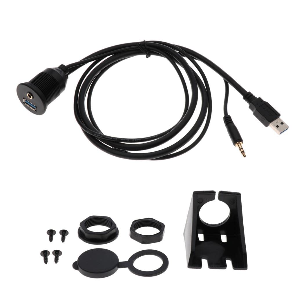 JAZZY PEARLS Car Mount Flush Cable 3.5mm USB3.0 AUX Extension AM/AF 1meter-image-7