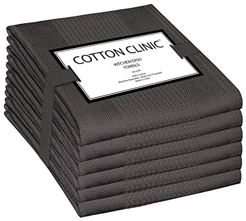 Clinica de algodon 6 Paños de Cocina 100% Algodon 40 x 70 cm hostelería, Trapos Cocina, Toallas de té, Toallas de Bar, Lavable a máquina Toallas de Cocina Gris
