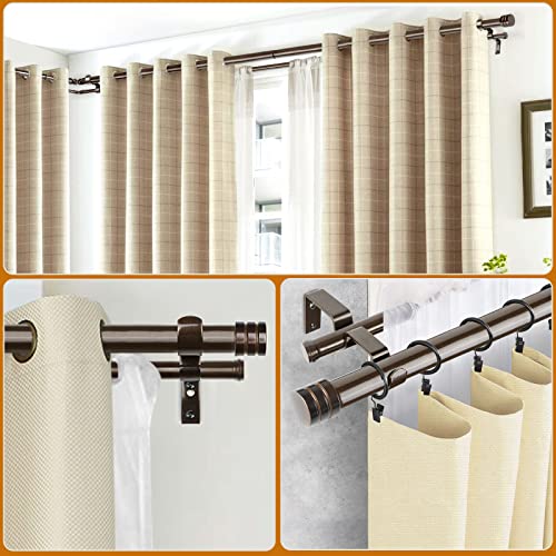 Hotozon 1 Inch Double Bay Window Curtain Rods,36-72 Inch Center Rod For Window (24 To 68 Inch), 20-36 Inch Side Rods For Windows (16-32 Inch), Antique Bronze, End Cap Finials #TOP1