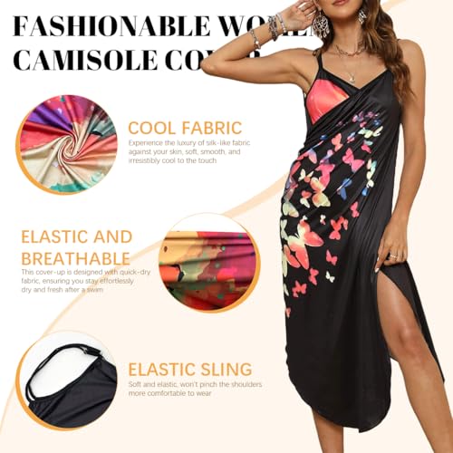 Image of PALAY Beach Wear Dress for Women Stylish Butterfly Print Beach Dress Fashion Cute Waterproof Swimming Suit Lightweight Swimsuit Cover Up Goa Vacation Outfits for Women