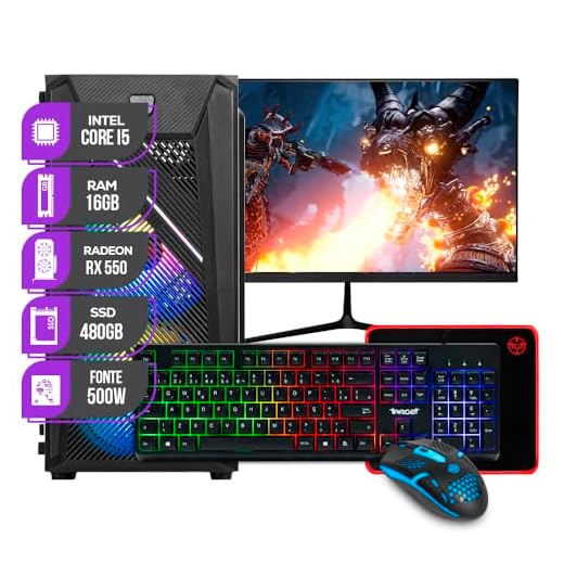 PC Gamer Completo Mancer, Intel Core i5, RX 550, 16GB de Ram, SSD 480GB, Monitor 21" + WI-FI