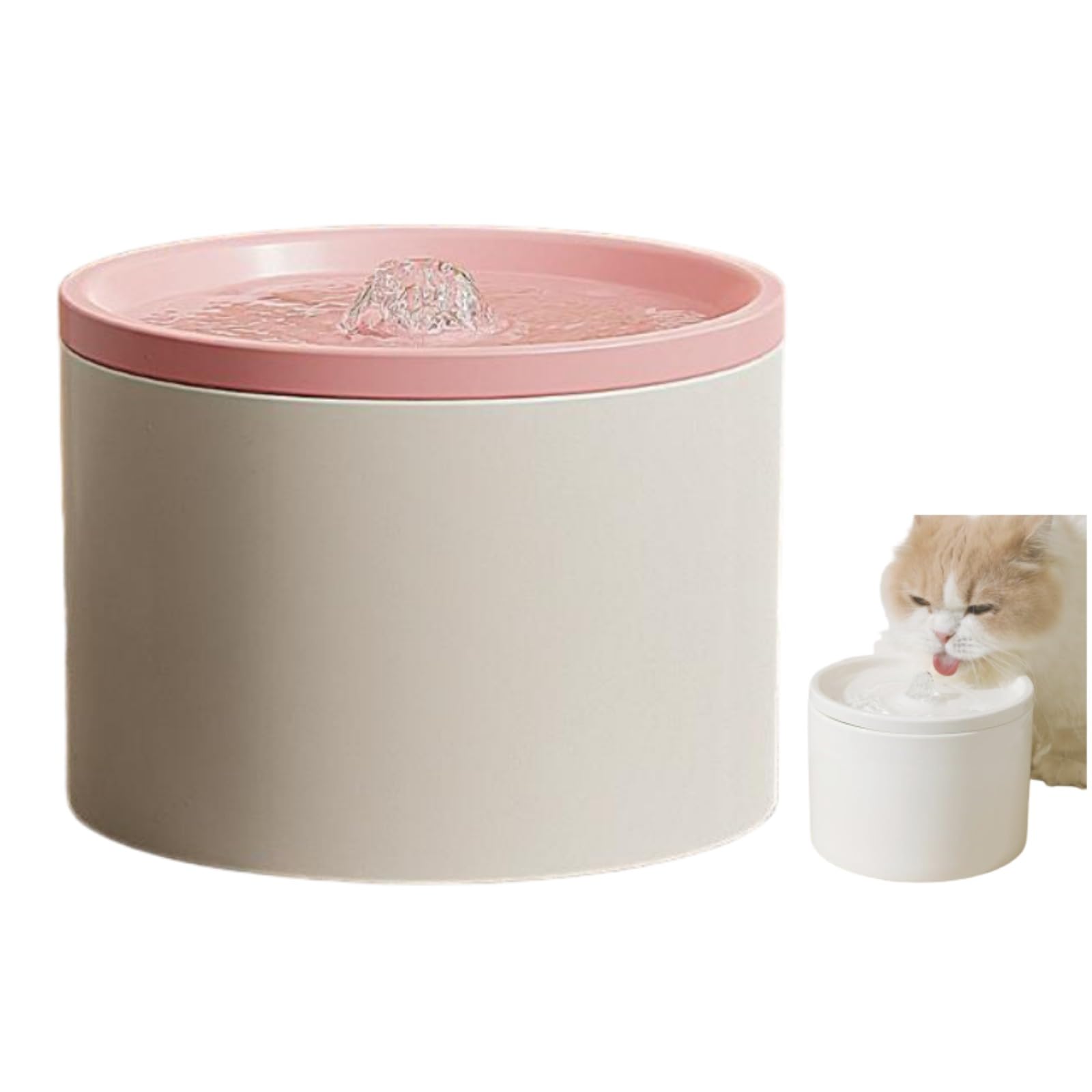 Ceramic Cat Fountain 1L, Cat Water Fountain Quiet, Hygienic & Easy to Clean, Perfect for Cats and Small Dogs (15 * 15 * 11cm,Pink)