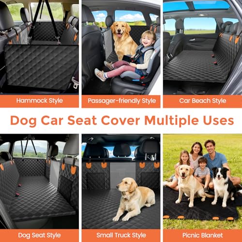 CUIOFREE Dog Seat Cover for Back Seat Hard Bottom,Holds 500 lbs,Waterproof Dog Car Seat Cover for Back Seat Extender,Scratch-Proof Pet Hammock for Car,SUV,Truck - with Mesh Window & Storage,BlackOR — view 6