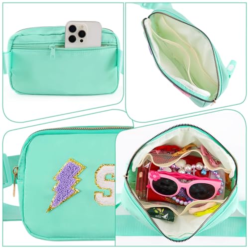 Image of PainZieteg Fanny Pack for Girls Chenille Letter Belt Bag Crossbody for Kids | Preppy Nylon, Waterproof, Gold-Plated Zipper, Adjustable Strap, Birthday Christmas Easter Gifts for 4-13 Year Old Teen Girls