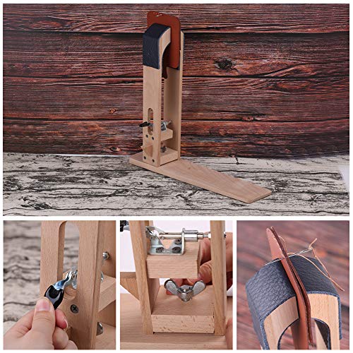 Image of Lunarm Stitching Pony Leather Stitching Pony Table Desktop Working Clamp | with Thread, Big Eye Sewing Needles, Nail Files, Replaceable Patch, Instruction, Beech Hardwood, Leathercraft Projects Repair