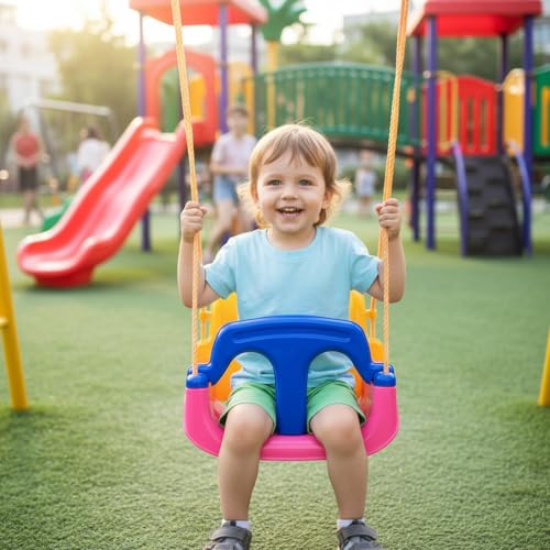 GHAZAL Heavy-Duty Kids Swing Set Foldable Metal Stand Indoor and Outdoor Multi-Color