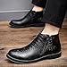 Men's Genuine Leather Alligator Printed Low Heel Ankle Boots Fashion Round Toe Side Zipper Business Dress Booties for Office Work (8,White-[Plus])
