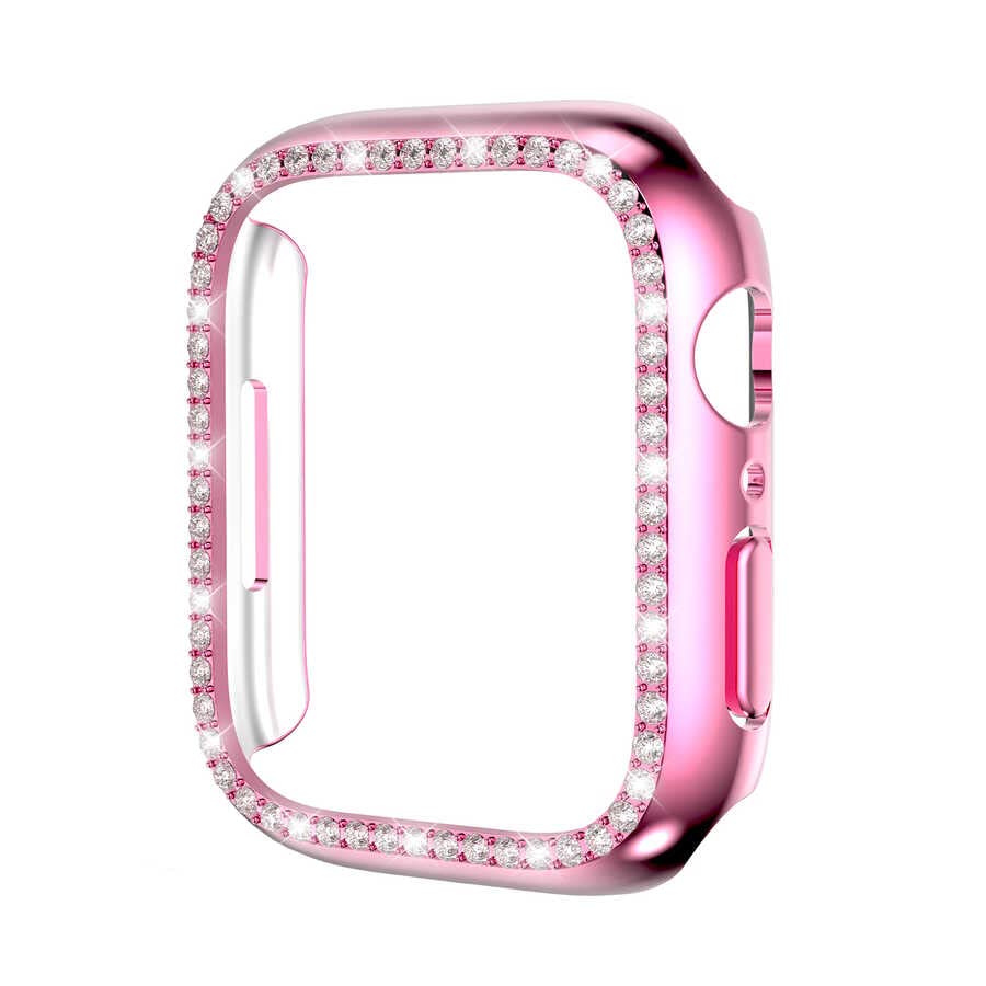 Zore Apple ile uyumlu Watch 7 45mm Watch Gard 05 Sert PC Koruyucu Pembe