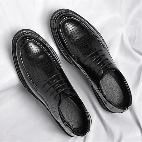 Men's Lace Up Hollow Breathable Soft Sole Round Toe Leather Dress Shoes Low Cut Summer Business Casual Footwear4