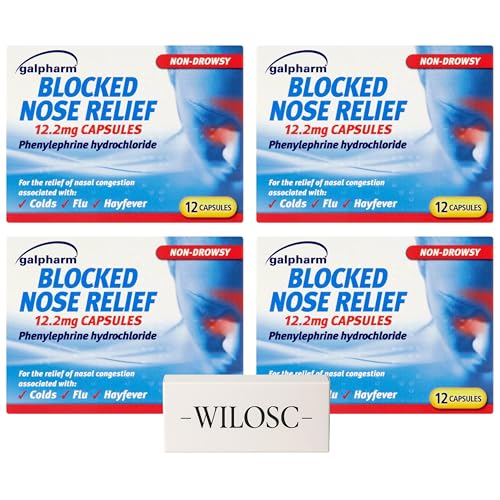 Blocked Nose Relief Capsules – 4 x 12 Pack (48 Capsules) Eases Nasal Congestion | Cold & Flu Symptom Relief | Sinus Relief |
