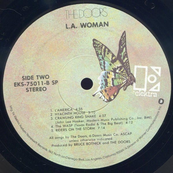 The Doors L.A. Woman Vinyl LP Side Two Label